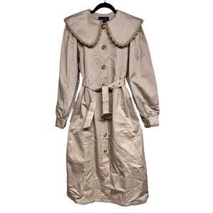 Magali Pascal Gracia Scalloped Collared‎ Trench Coat Women's Size Medium